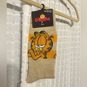 Nickelodeon Garfield Socks Men's 10-13 "I Dont Do Perky" Tan Orange